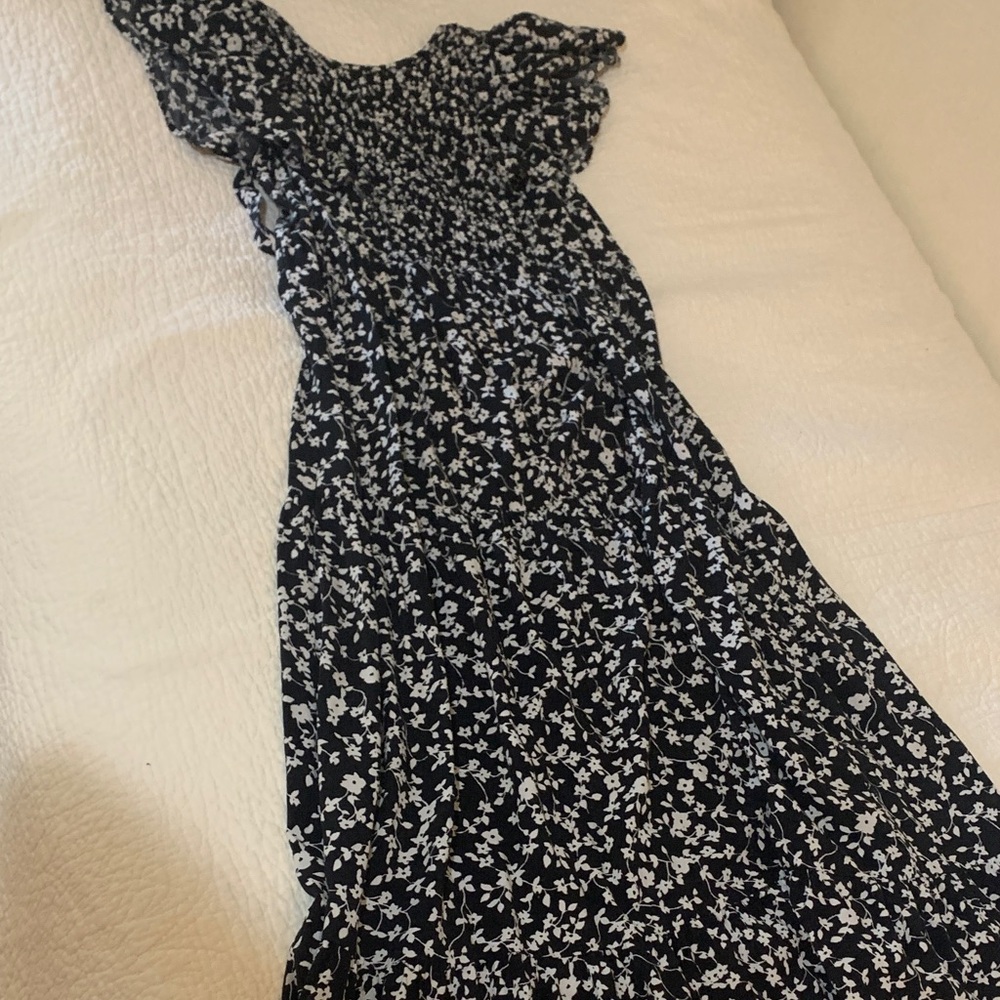 Old Navy Black and White Floral Backless Dress